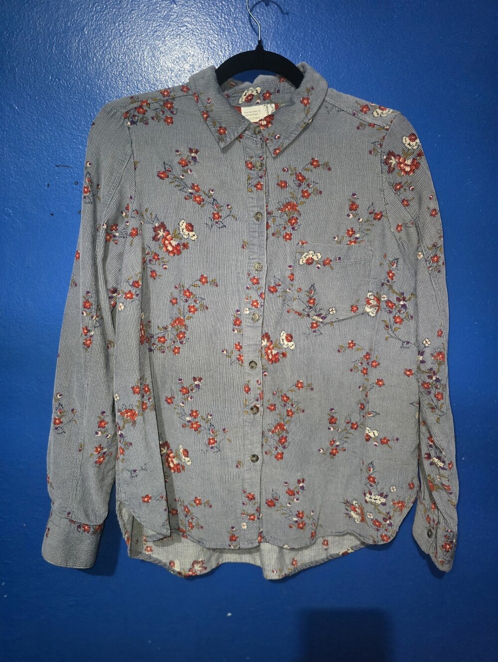 From The Heart Of Anthropology Building 18 Corduroy Floral Button Down, Size 4